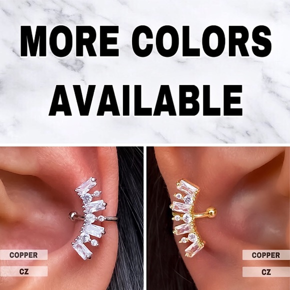 ⚜️[𝟯/$𝟭𝟴]⚜️CZ Gold Curved Cuff Earring NEW - Picture 5 of 6